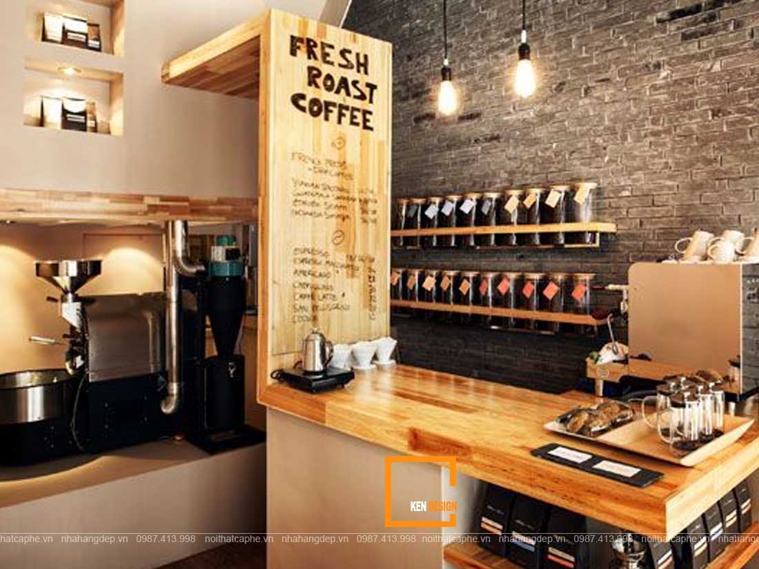 Sử dụng màu gỗ kết hợp với tường gạch trần